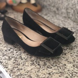 4.5 Suede Buckle Block Heels